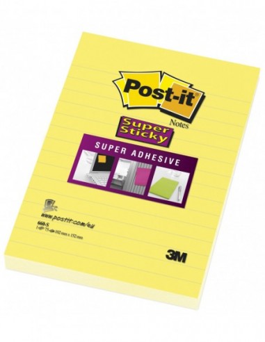 Notas Post-it® super StickyL amarillo ultra rayado