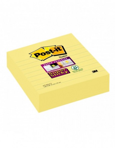 Notas Post-it® super Sticky XL Canary Yellow rayado pack 3 unidades