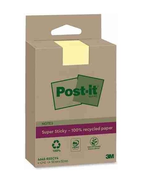 Notas Post-it® super Sticky XL Canary Yellow rayado pack 4 unidades