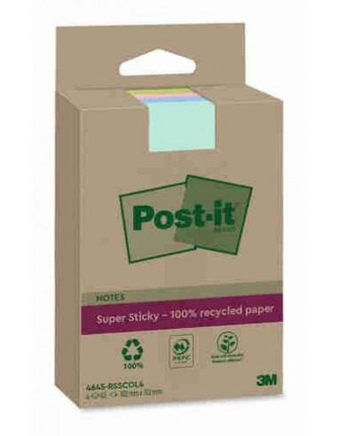 Notas Post-it® super Sticky XL recicladas rayadas pack 4 unidades