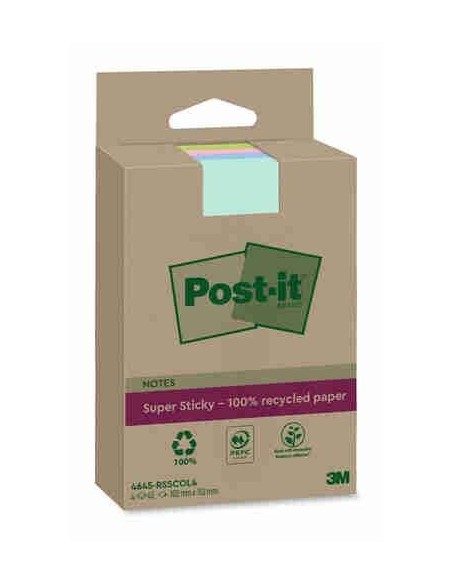 Notas Post-it® super Sticky XL recicladas rayadas pack 4 unidades