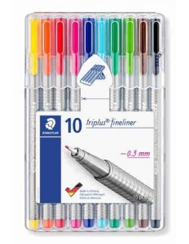 Rotuladores Triplus Fineliner 334 estuche de 10 unidades