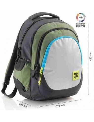 Mochila triple Berl  n reciclada rider green 30 litros 420 x 310 x 190 mm