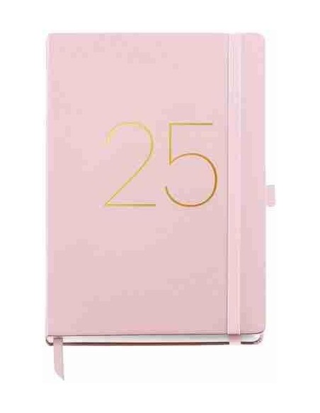 Agenda Día Página rígida cosida Plus Chester 155 x 213 rosa 2025