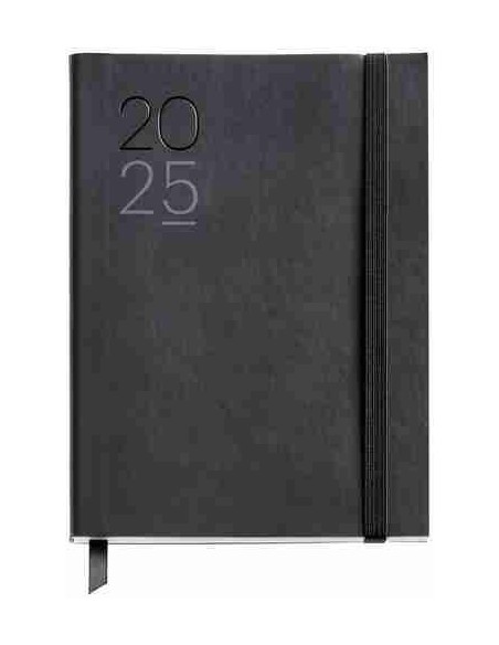 Agenda Semana Vista flexible cosida Journal Luxor 122 x 168 negro 2025