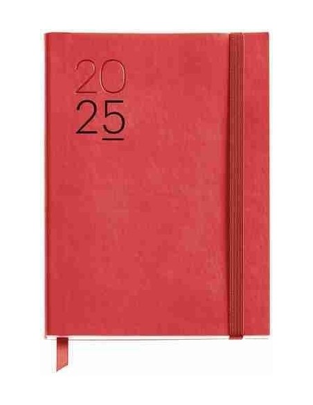 Agenda Semana Vista flexible cosida Journal Luxor 122 x 168 rojo 2025