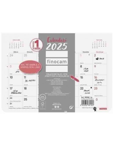 Calendario Bloc Chic con Im  n Escribir S 21x15 Catal  n 2025