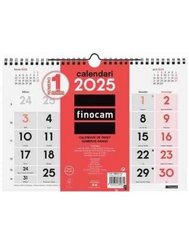 Calendario de pared números grandes 30x21 Catalán 2025