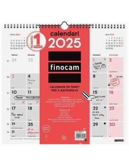 Calendario de pared para escribir 34x32 Catal  n 2025