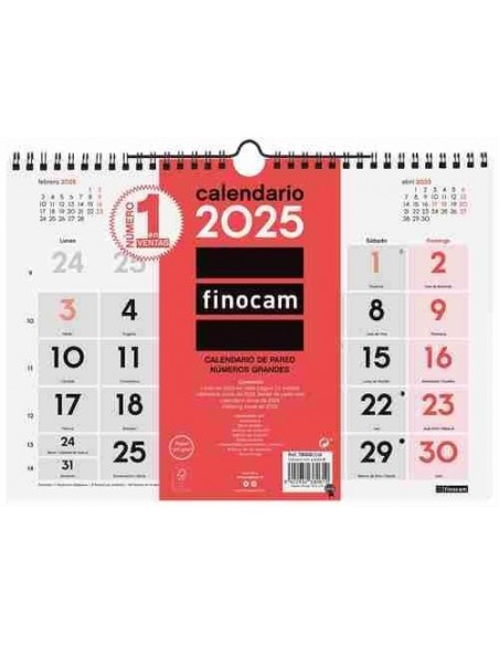 Calendario de pared n  meros grandes 30x21 2025