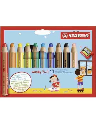 Lapiceros de colores Woody 3 en 1   10 uds    sacapuntas