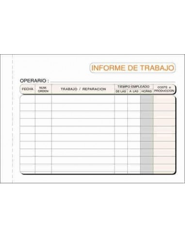 Talonario informe de trabajo