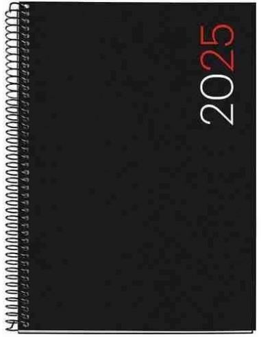 Agenda D  a P  gina polirpopileno Espiral Plus City 155 x 213 negro Catal  n 2025