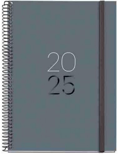 Agenda D  a P  gina Espiral Plus cart  n 155 x 213 Calm Grafito 2025