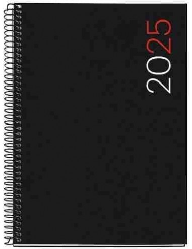 Agenda Semana Vista Vertical polipropileno Espiral Plus City 155 x 213 negro Catal  n 2025