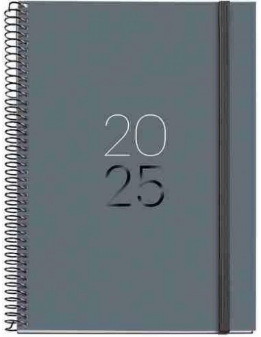 Agenda Semana Vista Espiral Plus cart  n 155 x 213 Calm Grafito 2025