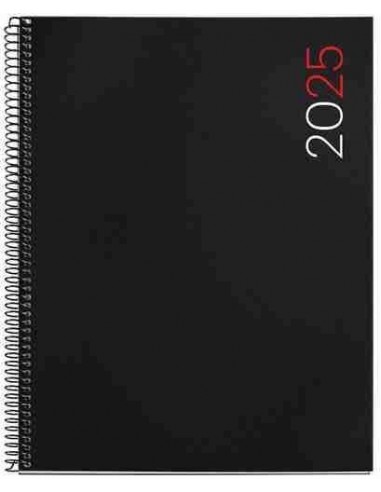 Agenda D  a P  gina Espiral Pro polipropileno City 210 x 270 negro 2025