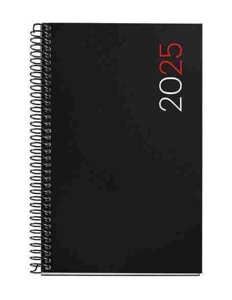 Agenda D  a P  gina polipropileno Espiral activa City 117 x 182 negro Catal  n 2025