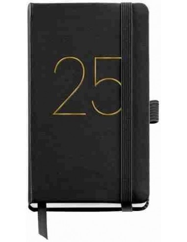 Agenda Semana Vista r  gida cosida Passport Chester 90 x 140 negro 2025