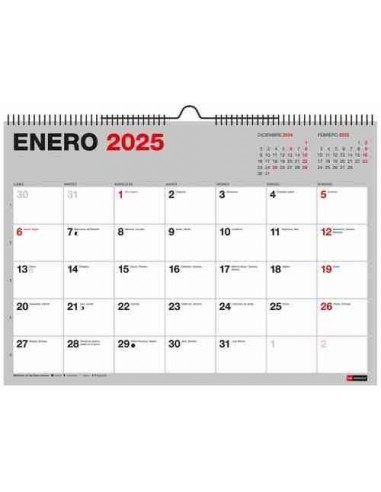 Calendario de pared con espacio para escribir A3 gris 2025