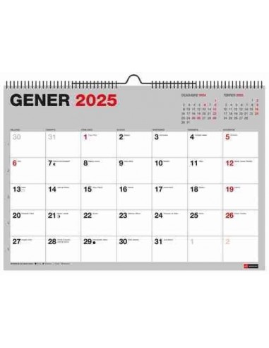 Calendario de pared con espacio para escribir A3 gris Catal  n 2025