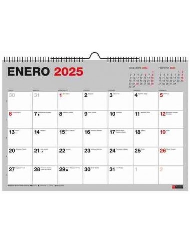 Calendario de pared con espacio para escribir A4 gris 2025