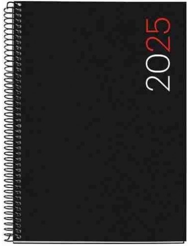 Agenda D  a P  gina polipropileno Espiral Plus City 155 x 213 negro 2025