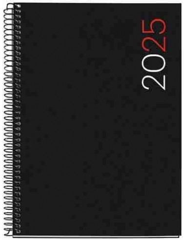 Agenda Semana Vista Vertical polipropileno Espiral Plus City 155 x 213 negro 2025