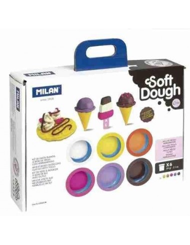 Malet  n 6 botes 59 g pasta blanda Soft Dough con herramientas Helados y gofres