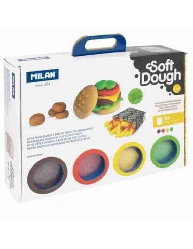 Malet  n 4 botes 116 g pasta blanda Soft Dough con herramientas Casa de las hamburguesas