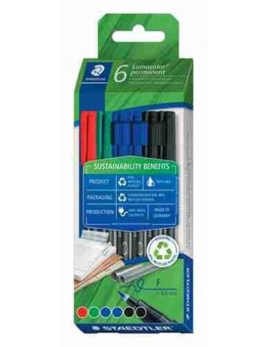 Estuche ECO  Lumocolor permanent marker 318 Staedtler   6 pzas surtidas