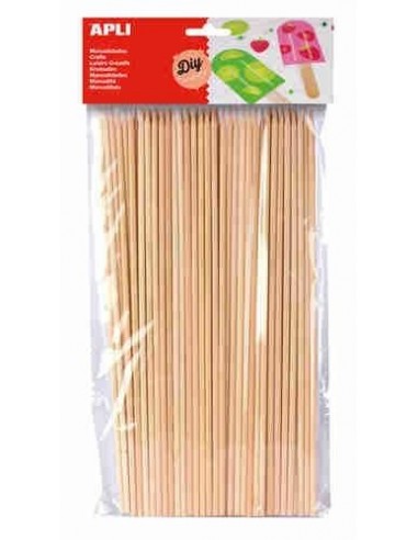 Palos pincho de madera natural 50 u