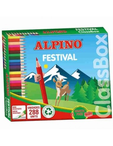 Schoolpack 288 lapiceros color Alpino   Bote 16 rotuladores