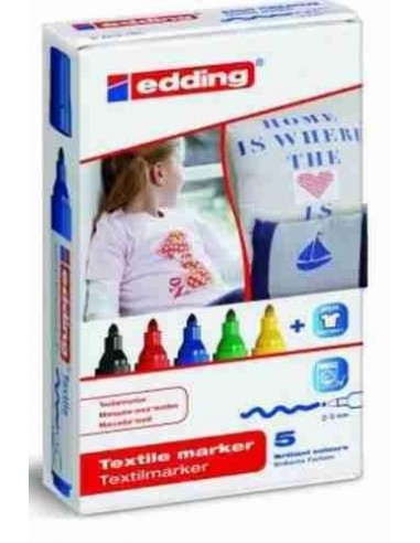 Rotulador textil edding   4500 Estuche 5 colores