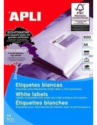 Etiquetas blancas cajas 500 hojas