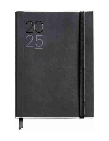 Agenda Semana Vista flexible cosida Journal Luxor 122 x 168 negro Catal  n 2025