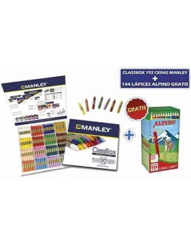 Schoolpack 192 ceras Manley   Bote de 144 lapiceros GRATIS