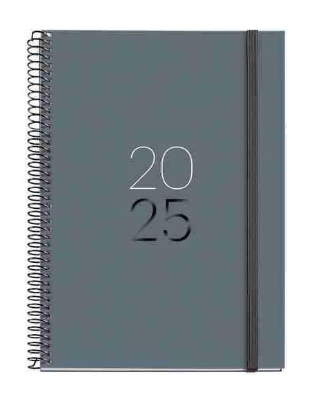 Agenda Semana Vista Espiral Plus cart  n 155 x 213 Calm Grafito Catal  n 2025