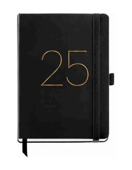 Agenda Día Página rígida cosida Plus Chester 155 x 213 negro 2025