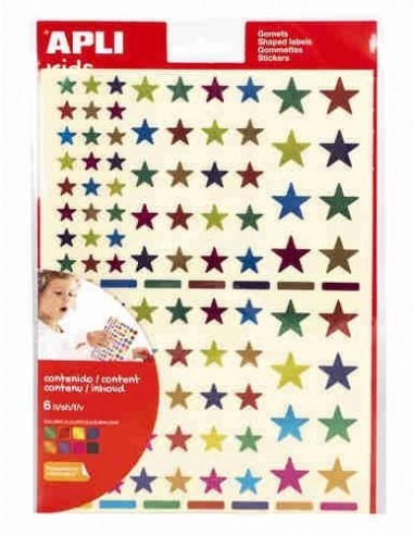 Bolsa gomets Estrellas multicolor metalizadas permanentes  6 hojas