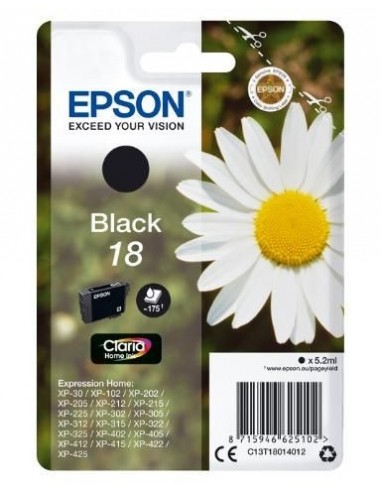 Epson Expression Home XP-102/205/305/322/405/422 Cartucho Negro nº18