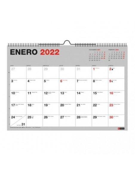 Calendario de pared A4 con espacio para escribir gris básico Catalán 2022