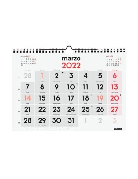 Calendario de pared Números grandes  30x21  2022