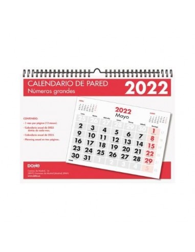 Calendario de pared números grandes 2022