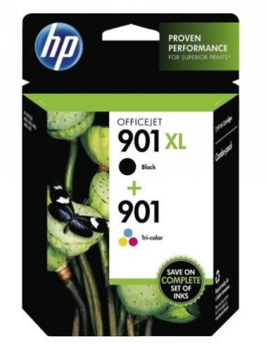 HP Pack 2 Cartuchos negra de alto rendimiento º901XL y tricolor º901